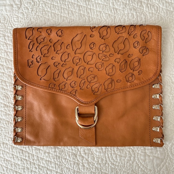 Rebecca Minkoff Cheetah Oversized Leather Envelope Clutch Bag - Picture 7 of 13